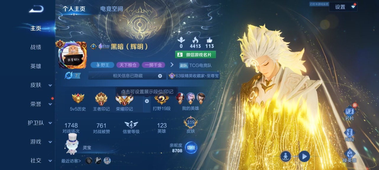 王者荣耀账号安卓VX9 2典藏 1无双 1珍品传说 24传说 123英雄 319皮肤 典藏英雄武则天 可修改实名 荣耀水