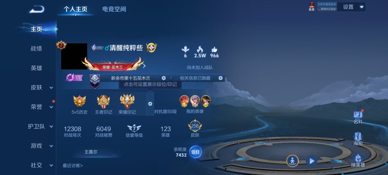 王者荣耀账号安卓QQ7 1典藏 1珍品传说 2传说 123英雄 258皮肤 可修改实名 荣耀水晶：九霄神辉(木兰典藏) 
