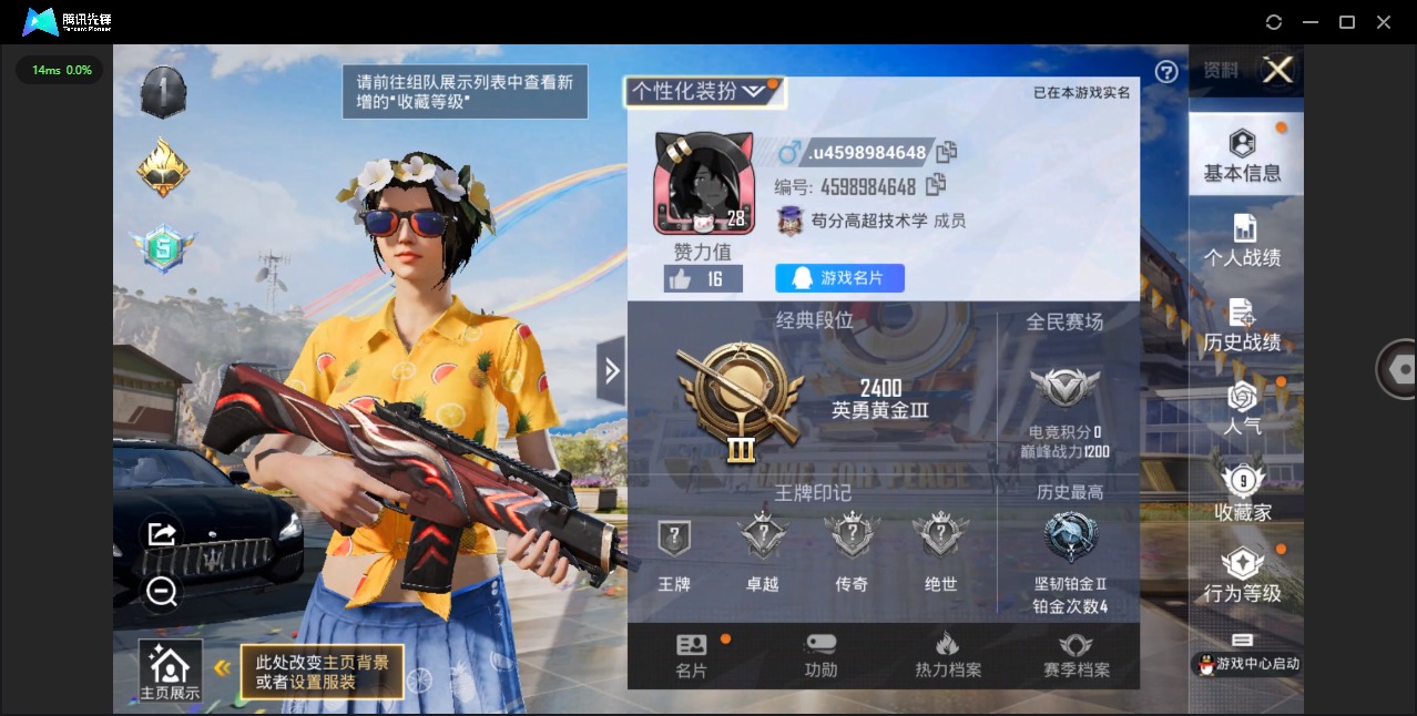 HPQM3162968和平精英账号详情图2