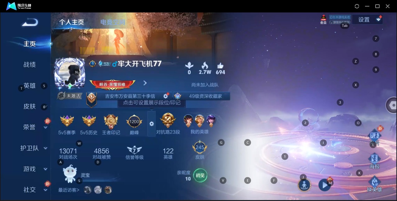 王者荣耀账号苹果QQ8 1典藏 9传说 122英雄 245皮肤 可修改实名 荣耀水晶：九霄神辉(木兰典藏) 传说皮：零号