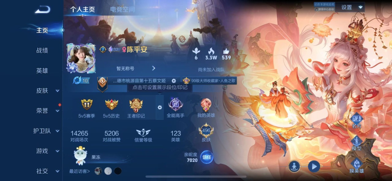 王者荣耀账号苹果QQ双 1珍品传说 57传说 123英雄 496皮肤 可修改实名 荣耀水晶：拾光映像(瑶典藏),九霄神辉