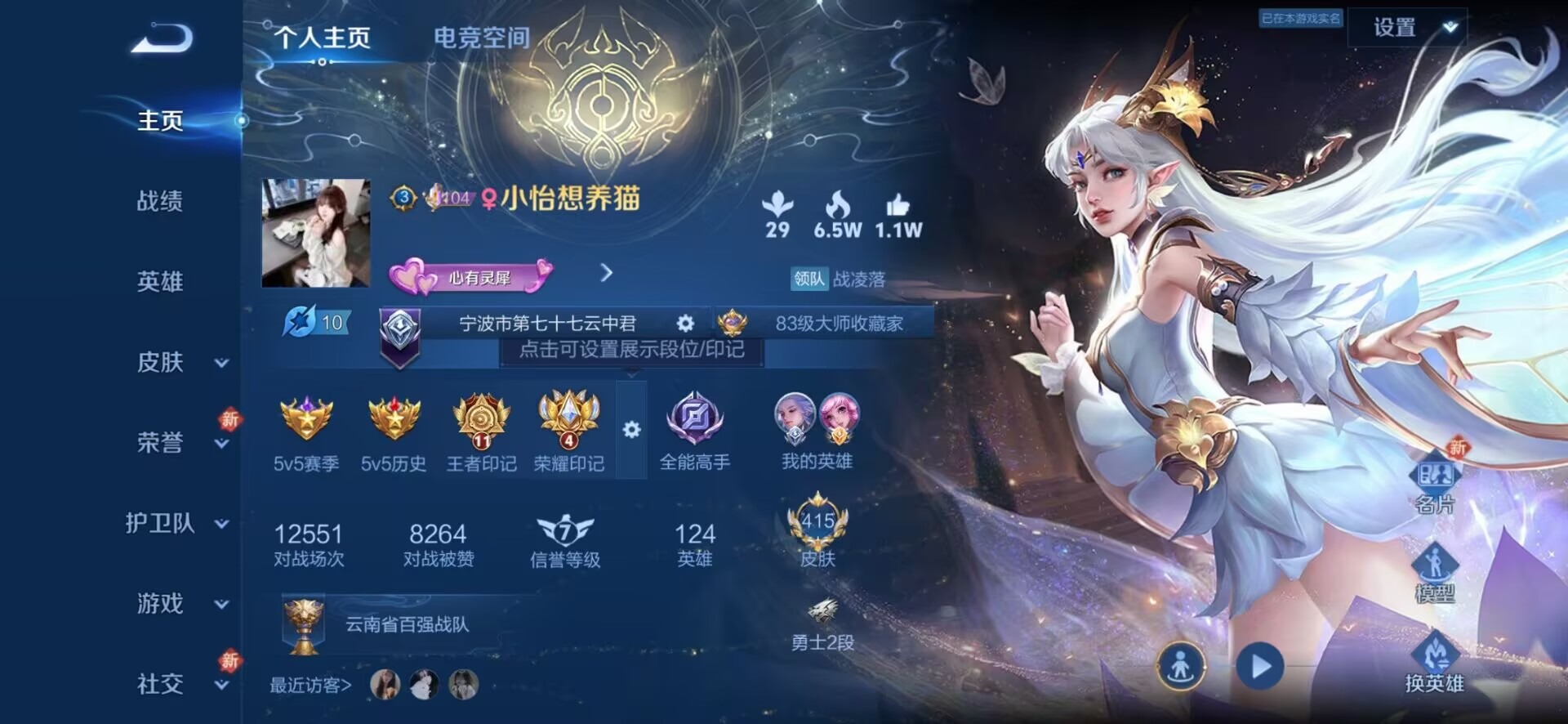 王者荣耀账号安卓QQ9 3典藏 1无双 33传说 124英雄 415皮肤 可修改实名 荣耀水晶：拾光映像(瑶典藏),九霄