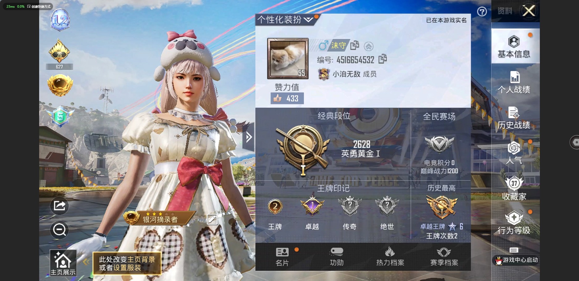 [9104088]2粉装 3特效枪 2印记 可二次 可修改实名 热门装扮：梦幻火箭(新101)(新火箭少女101粉色套装),宝贝奶油派,迅捷狂鲨,鹰眼刺客 稀有枪皮：M416五爪金龙,SCAR-L梦