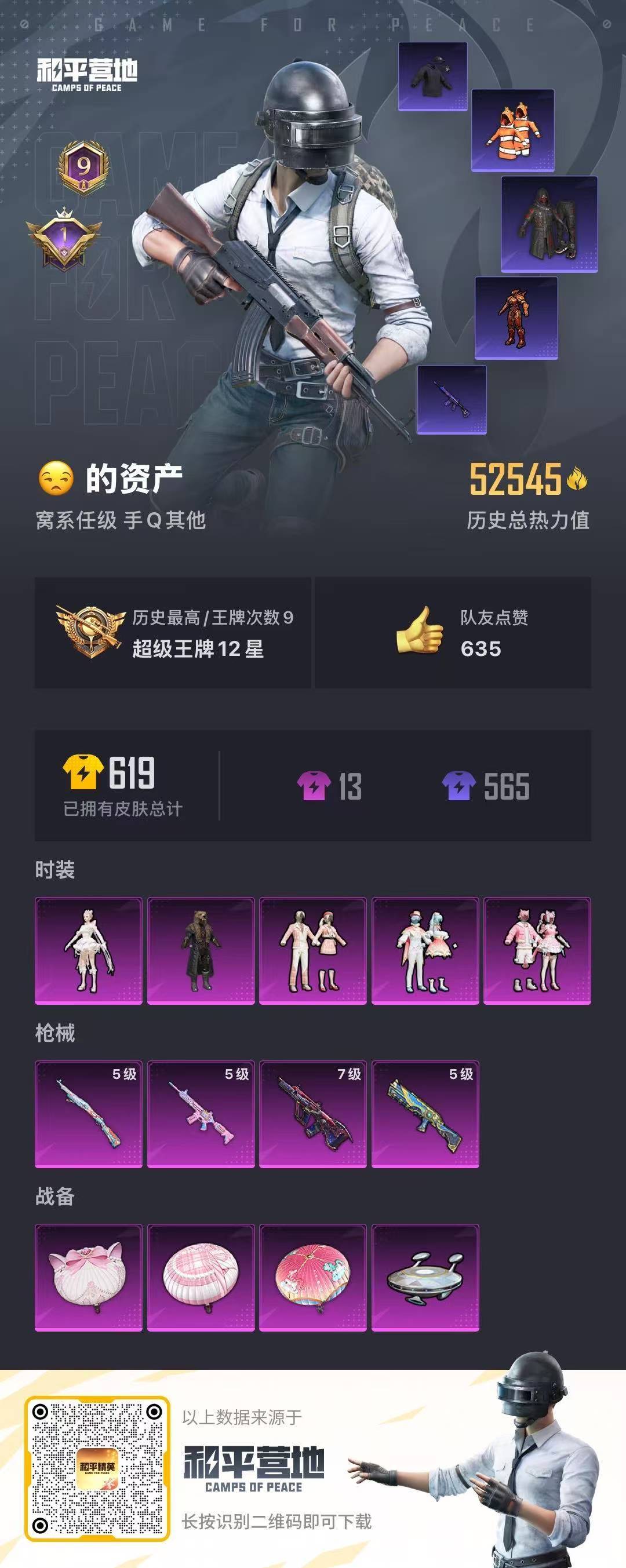 [9123747]5粉装 4特效枪 9印记 可二次 可修改实名 热门装扮：千金淑猫,奇异狩猎者,荒野猎神,彩虹甜喵,旋转彩虹,第五大道,鹰眼刺客,呆萌铁蟹 稀有枪皮：Kar98K-巳巳如意,M416