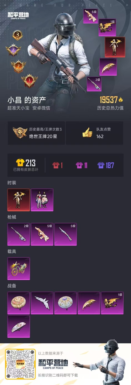 [9189025]1红装 1粉装 3特效枪 1载具 3印记 可二次 可修改实名 女号 三级神装：三级圣域龙灵-瑞拉(3级瑞拉) 三级神装：三级圣域龙灵-瑞拉(3级瑞拉) 热门装扮：星穹咏叹调 载具：