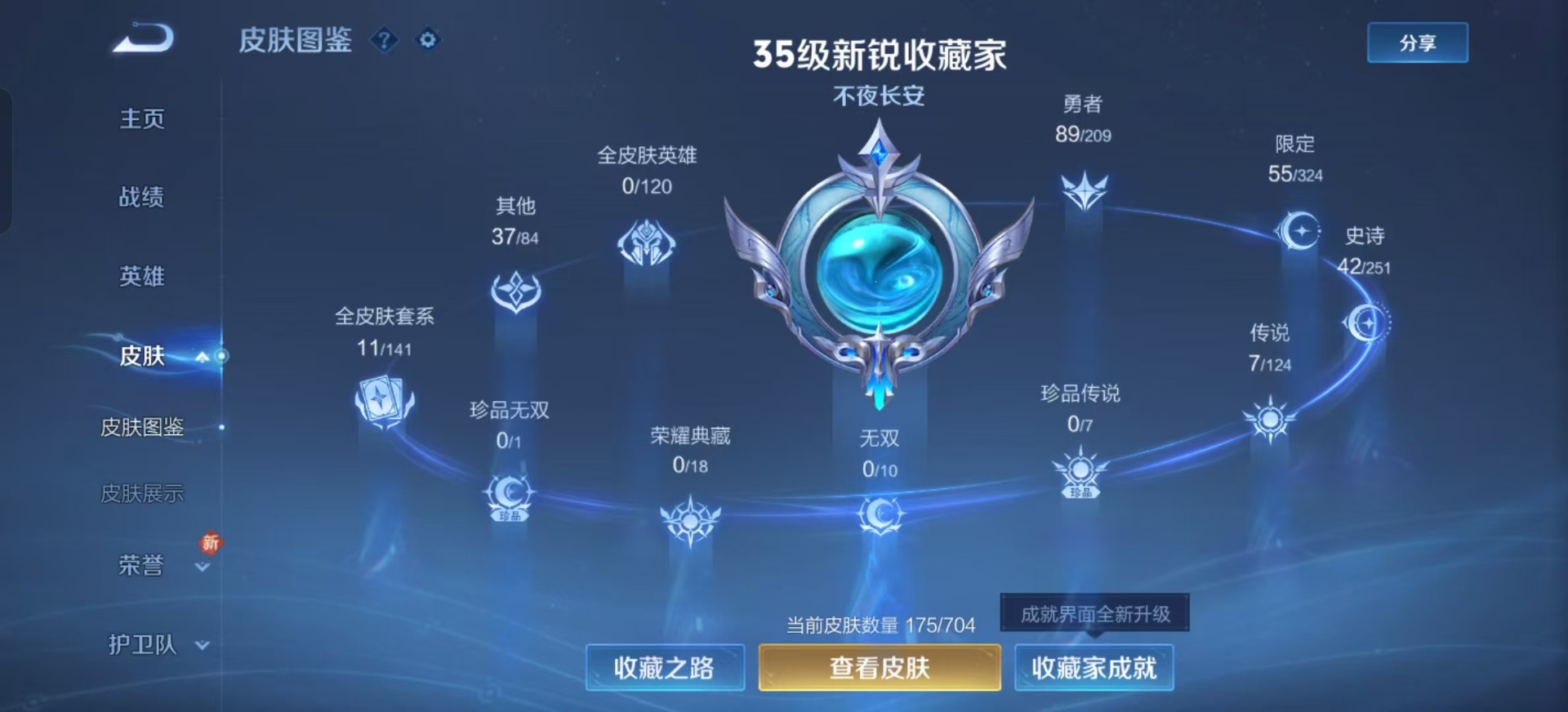 [9190091]V6 7传说 122英雄 175皮肤 可修改实名 传说皮：幻光神枪,山海·炽霜斩(李信年限),黄金狮子座,云霓雀翎,淬星耀世 珍宝阁皮：优雅恋人,蔷薇恋人 限定皮：愿照·山河定(司