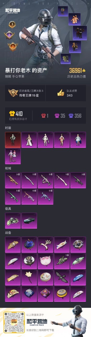 [9190873]1红装 6粉装 8特效枪 2载具 3印记 可二次 可修改实名 二级神装：二级幽焰骑士-维塔(2级维塔) 二级神装：二级幽焰骑士-维塔(2级维塔) 时装数：204 枪械数：91 战备