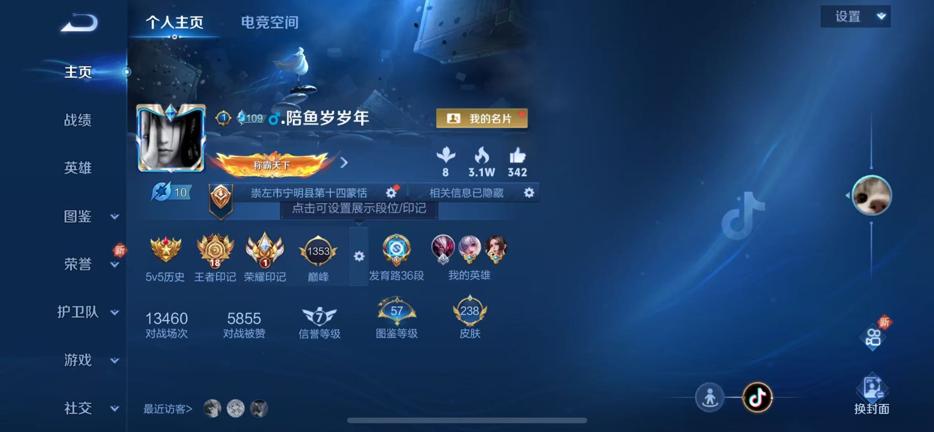 王者荣耀账号苹果QQ[12029732]V7 1典藏 1无双 1珍品传说 7传说 125英雄 238皮肤 可修改实名 优