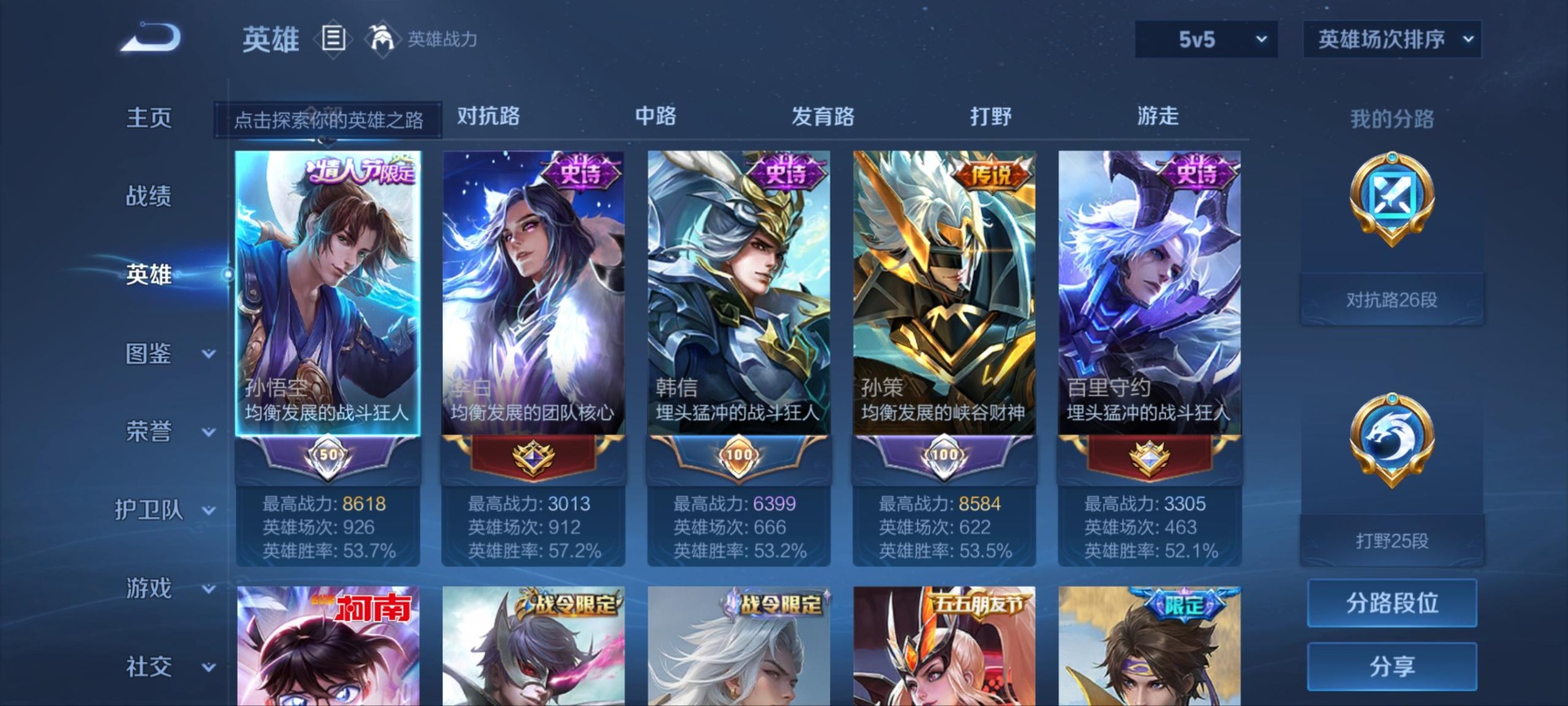 王者荣耀账号安卓QQ[12053594]V7 1珍品传说 10传说 126英雄 294皮肤 典藏英雄武则天 可修改实名 