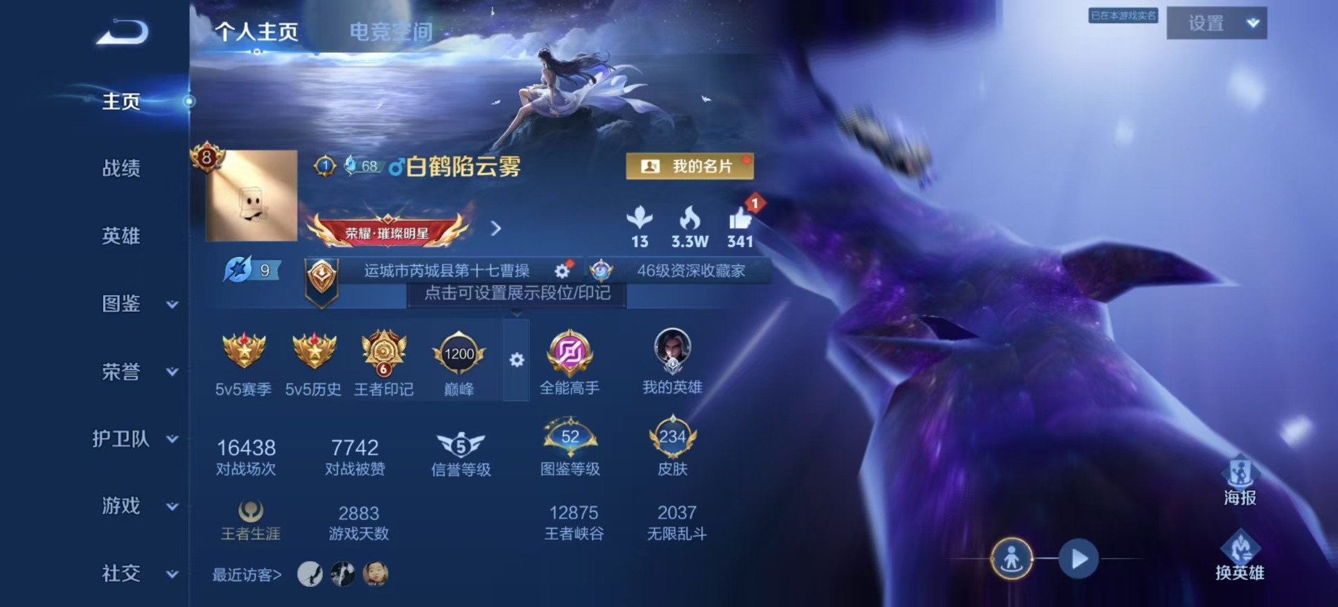 王者荣耀账号安卓QQ[12085742]V8 1典藏 14传说 124英雄 234皮肤 可修改实名 优质装备:天鹅之梦(