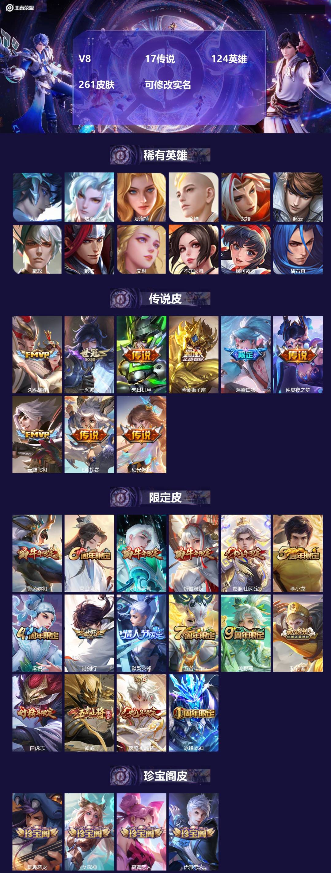 王者荣耀账号安卓QQ[13391288]V8 17传说 124英雄 261皮肤 可修改实名 
【英雄全皮】:影全皮,苍全