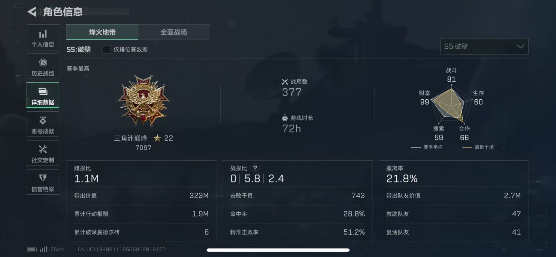 SJZCMW358921三角洲行动账号详情图5