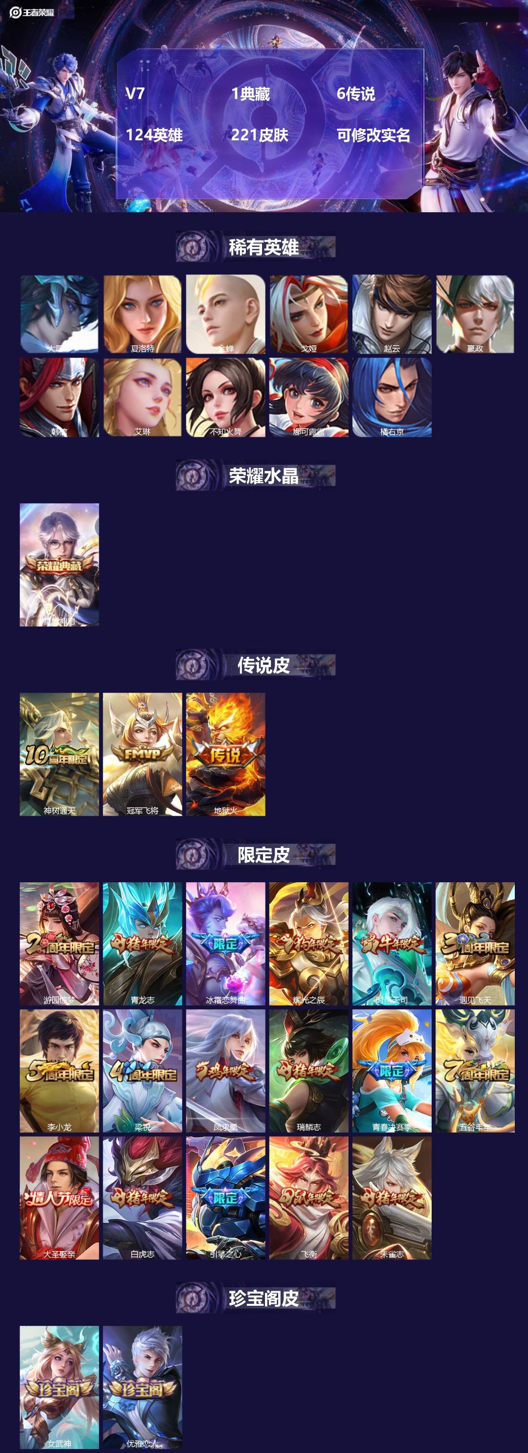 王者荣耀账号苹果QQ[13473708]V7 1典藏 6传说 124英雄 221皮肤 可修改实名 
【稀有英雄】:大司命