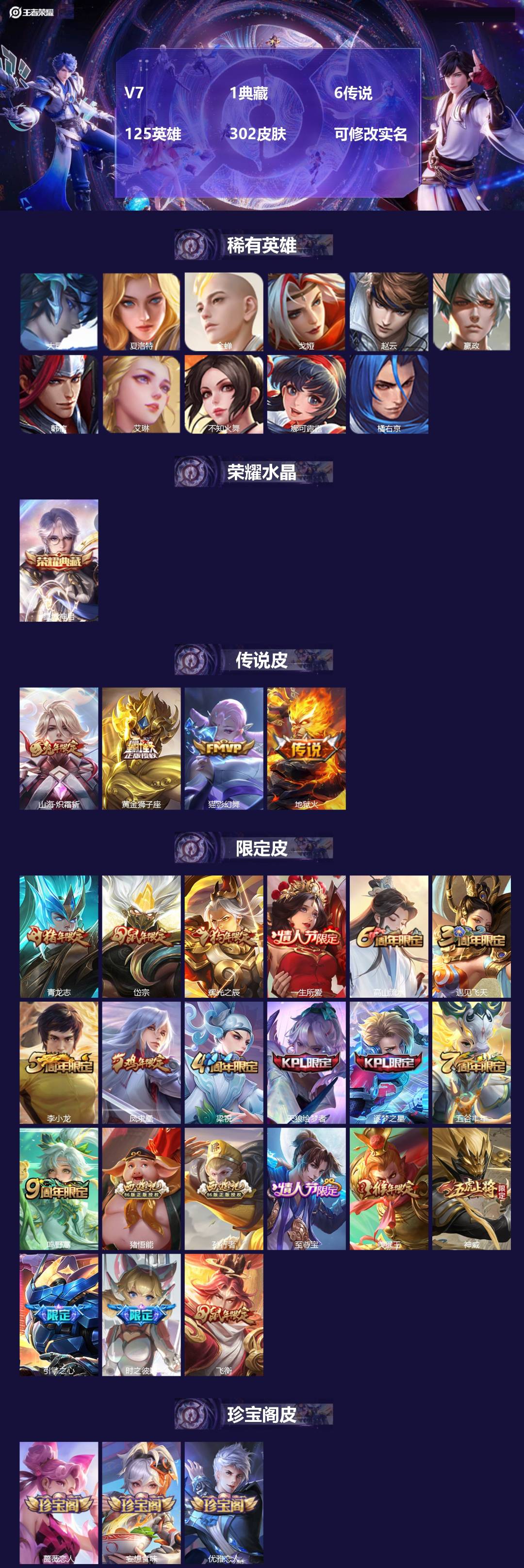 王者荣耀账号安卓QQ[13473806]V7 1典藏 6传说 125英雄 302皮肤 可修改实名 
【英雄全皮】:鬼谷子