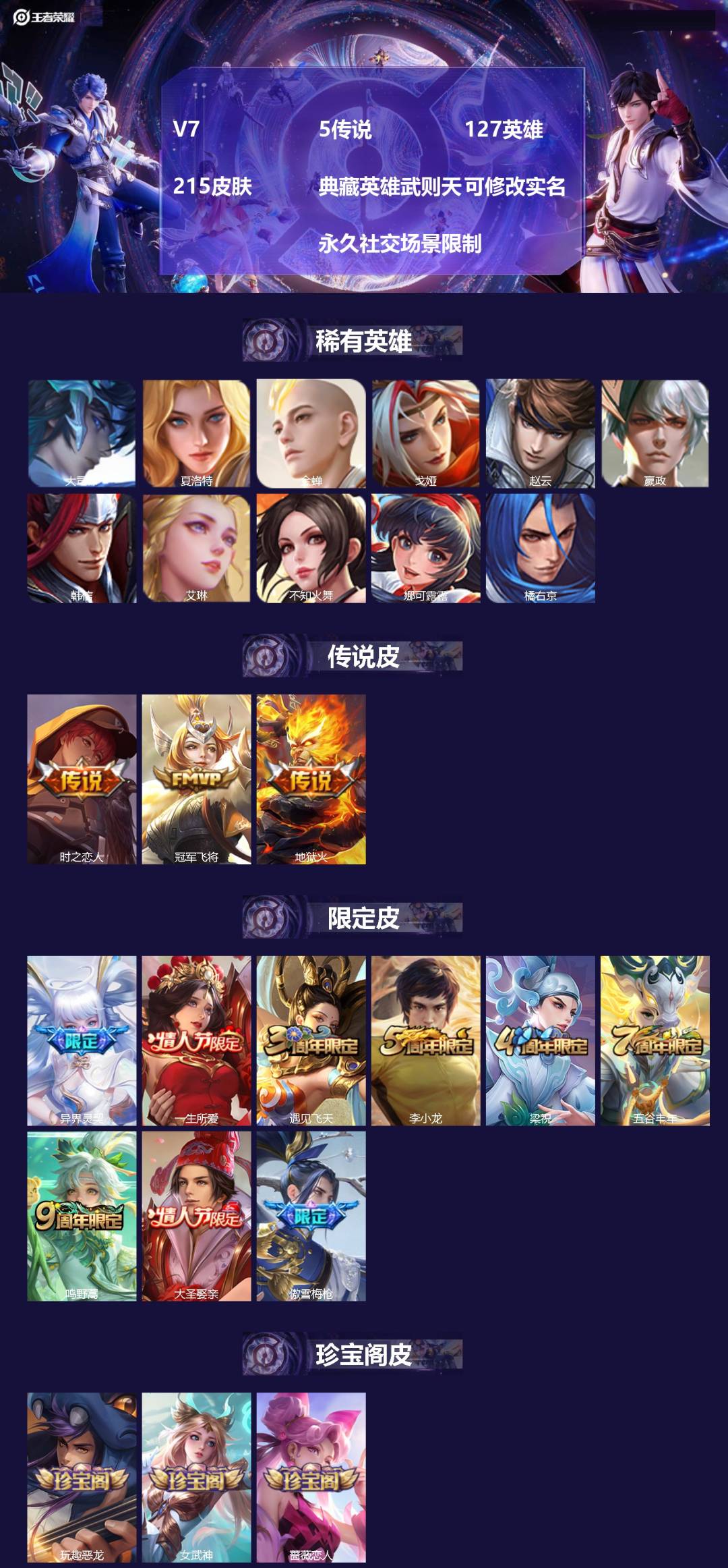 王者荣耀账号安卓VX127英雄-215皮肤-V7 5传说 127英雄 215皮肤 典藏英雄武则天 可修改实名  永久社交
