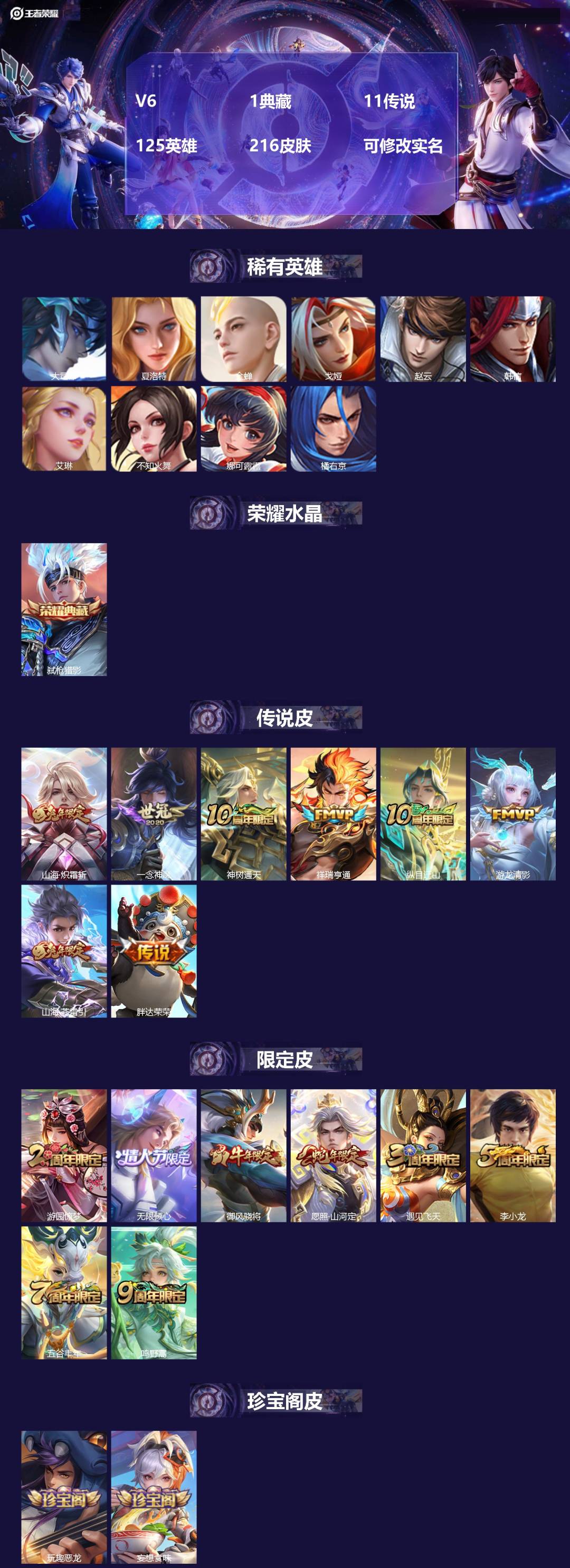 王者荣耀账号安卓QQV6 1典藏 11传说 125英雄 216皮肤 可修改实名 
【英雄全皮】:司空震全皮,李信全皮,影