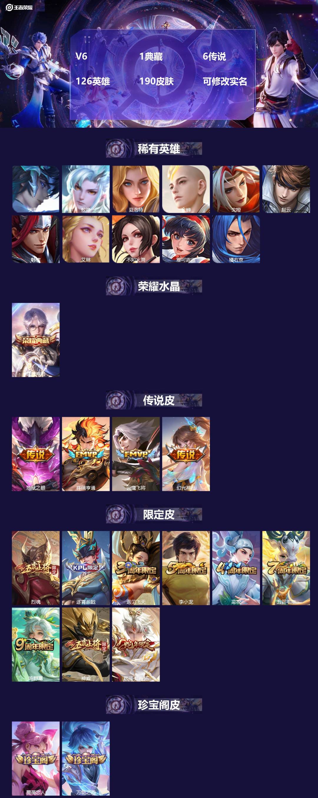 王者荣耀账号安卓QQ126英雄-190皮肤-[]V6 1典藏 6传说 126英雄 190皮肤 可修改实名 
【英雄全皮】