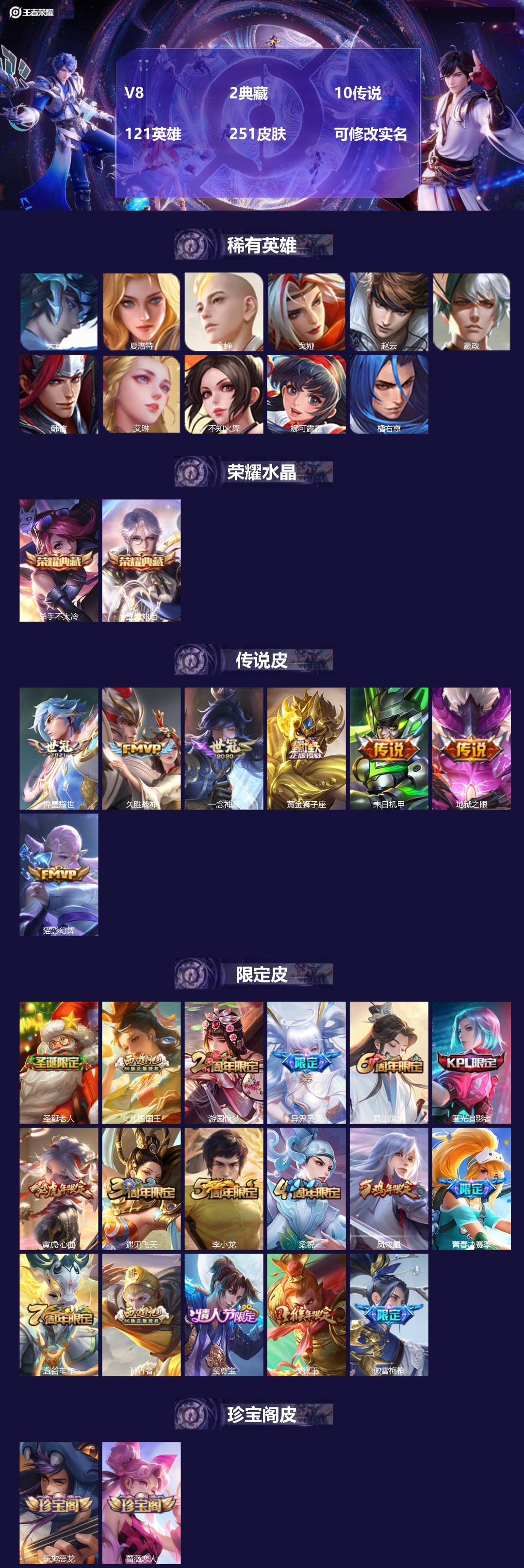 王者荣耀账号苹果QQ121英雄-251皮肤-[]V8 2典藏 10传说 121英雄 251皮肤 可修改实名 
【稀有英雄