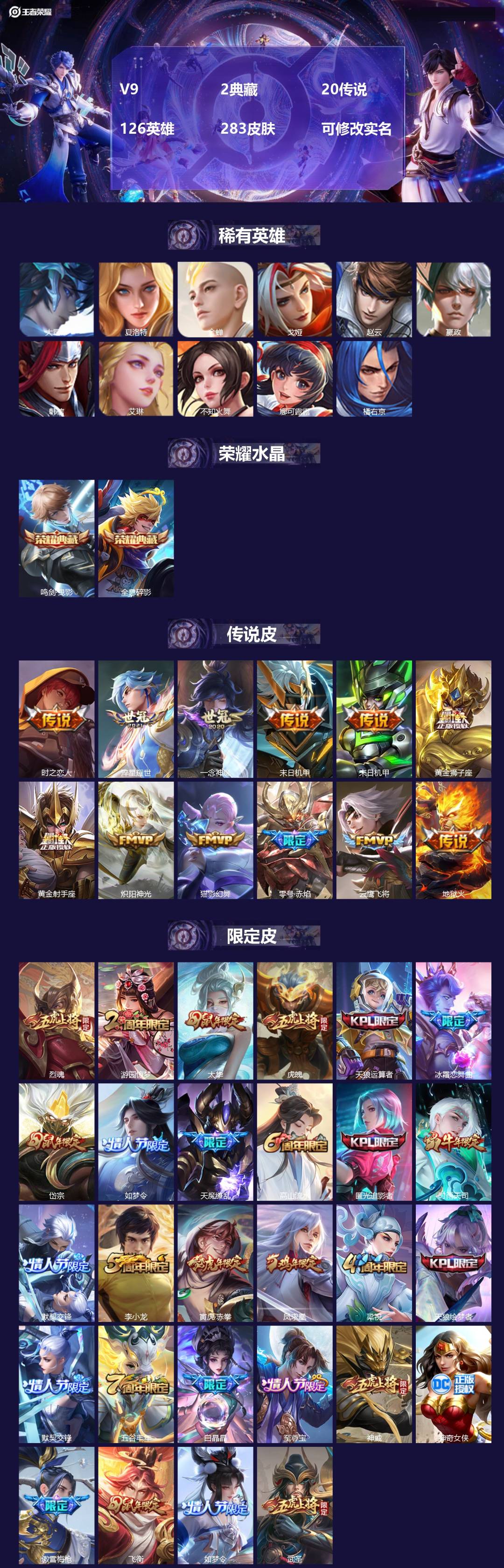 王者荣耀账号苹果QQ126英雄-283皮肤-[]V9 2典藏 20传说 126英雄 283皮肤 可修改实名 
【英雄全皮