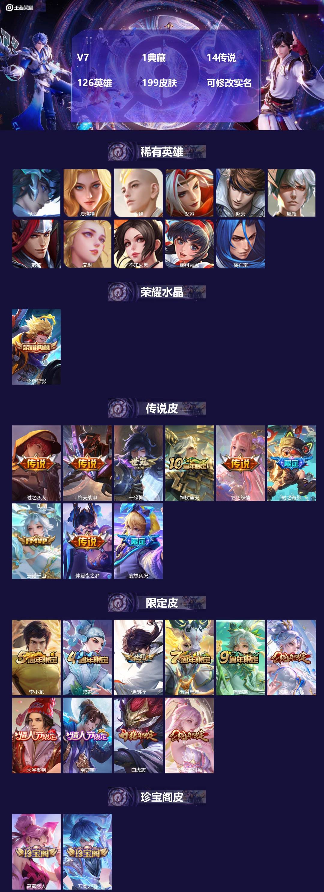 王者荣耀账号苹果QQ126英雄-199皮肤-[]V7 1典藏 14传说 126英雄 199皮肤 可修改实名 
【稀有英雄