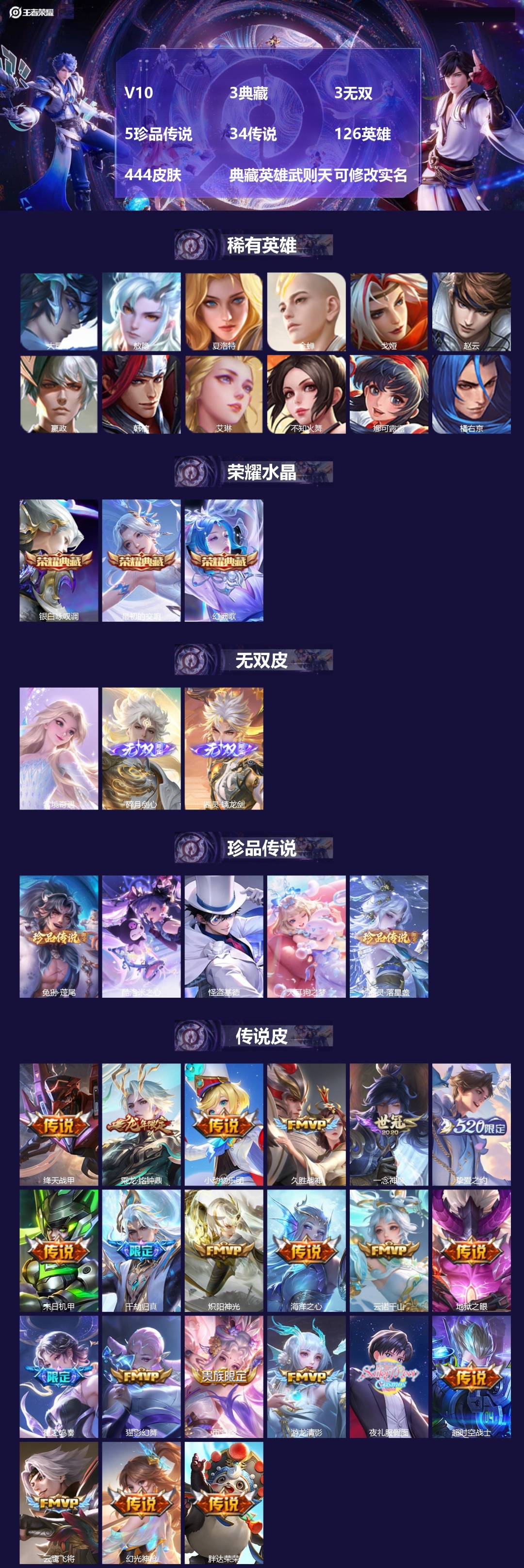 王者荣耀账号安卓QQ[13998028]V10 3典藏 3无双 5珍品传说 34传说 126英雄 444皮肤 典藏英雄武