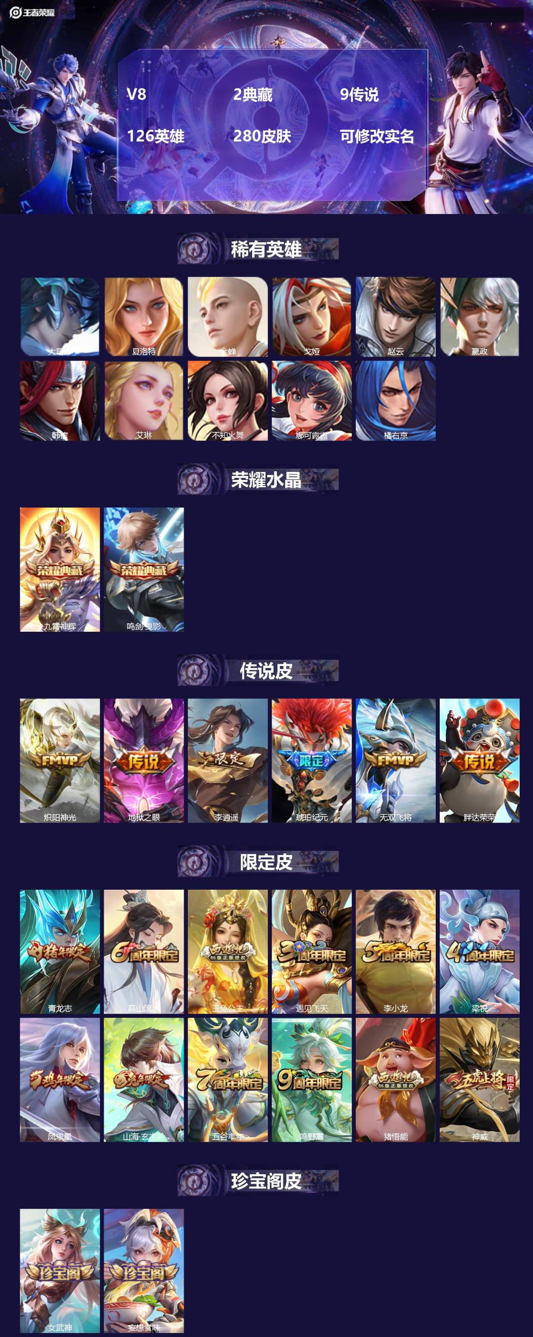 王者荣耀账号苹果QQ126英雄-280皮肤-[]V8 2典藏 9传说 126英雄 280皮肤 可修改实名 
【英雄全皮】