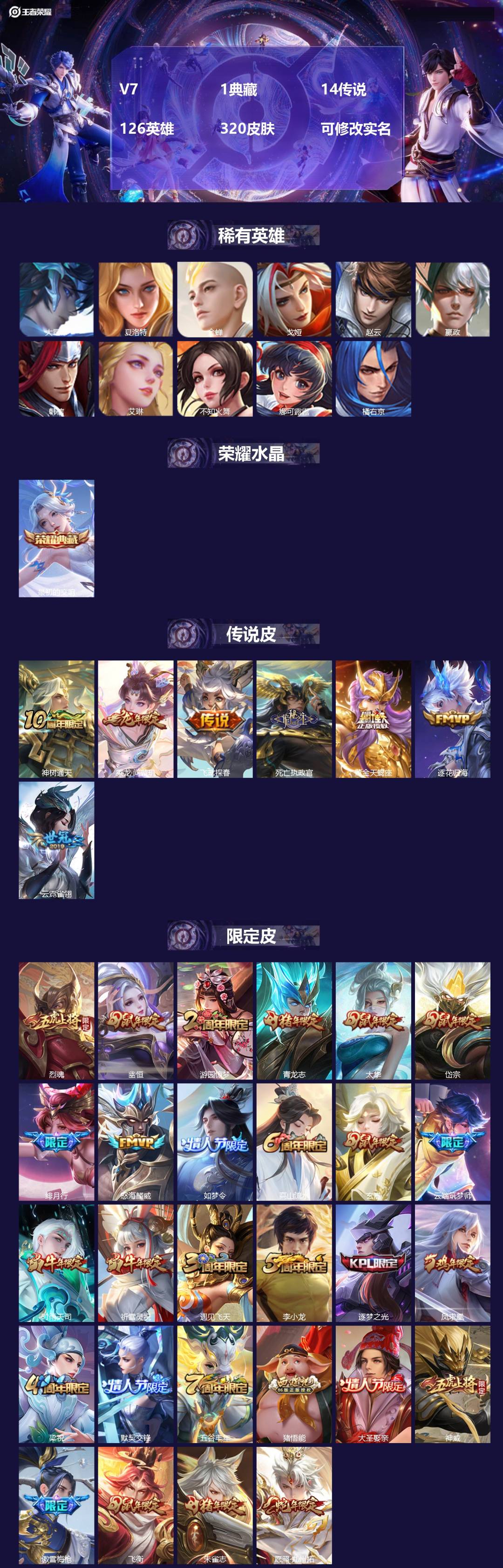 王者荣耀账号安卓QQ126英雄-320皮肤-[]V7 1典藏 14传说 126英雄 320皮肤 可修改实名 
【英雄全皮