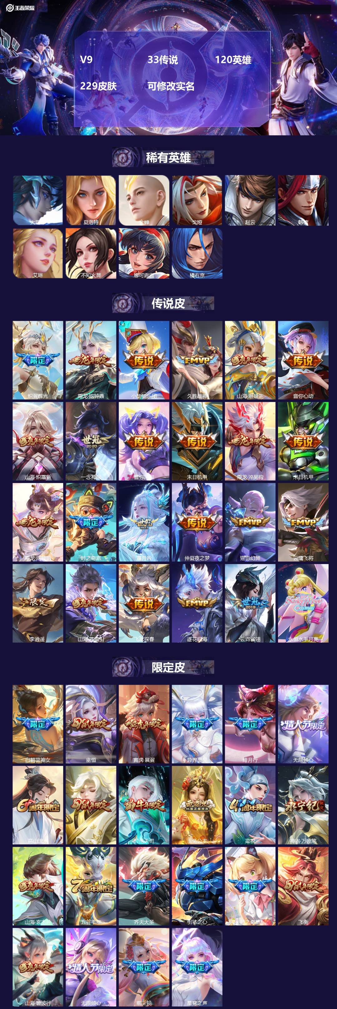 王者荣耀账号安卓QQ[14207486]V9 33传说 120英雄 229皮肤 可修改实名 
【英雄全皮】:娜可露露全皮