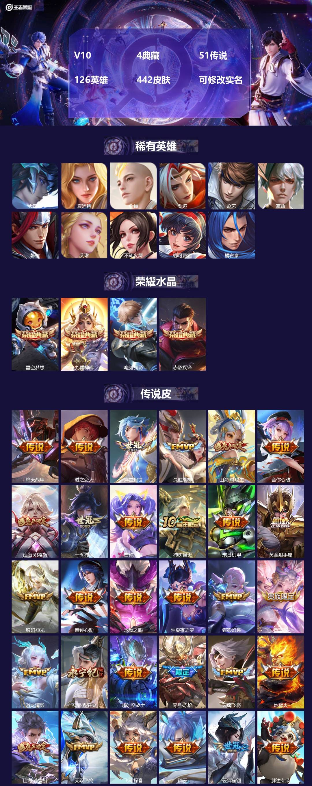 王者荣耀账号安卓QQ[14254102]V10 4典藏 51传说 126英雄 442皮肤 可修改实名 
【英雄全皮】:娜