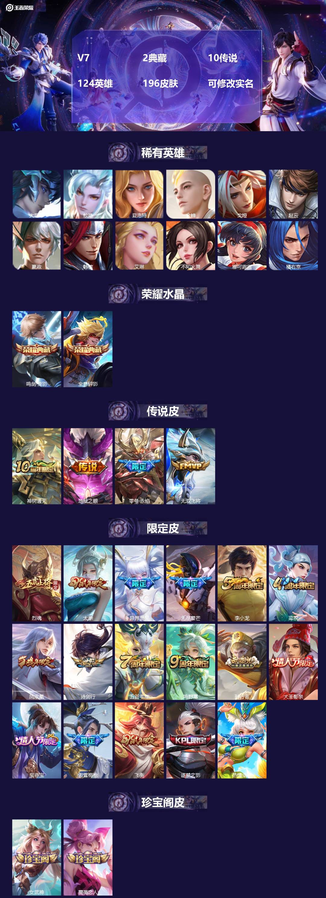 王者荣耀账号苹果QQ[14264685]V7 2典藏 10传说 124英雄 196皮肤 可修改实名 
【英雄全皮】:敖隐