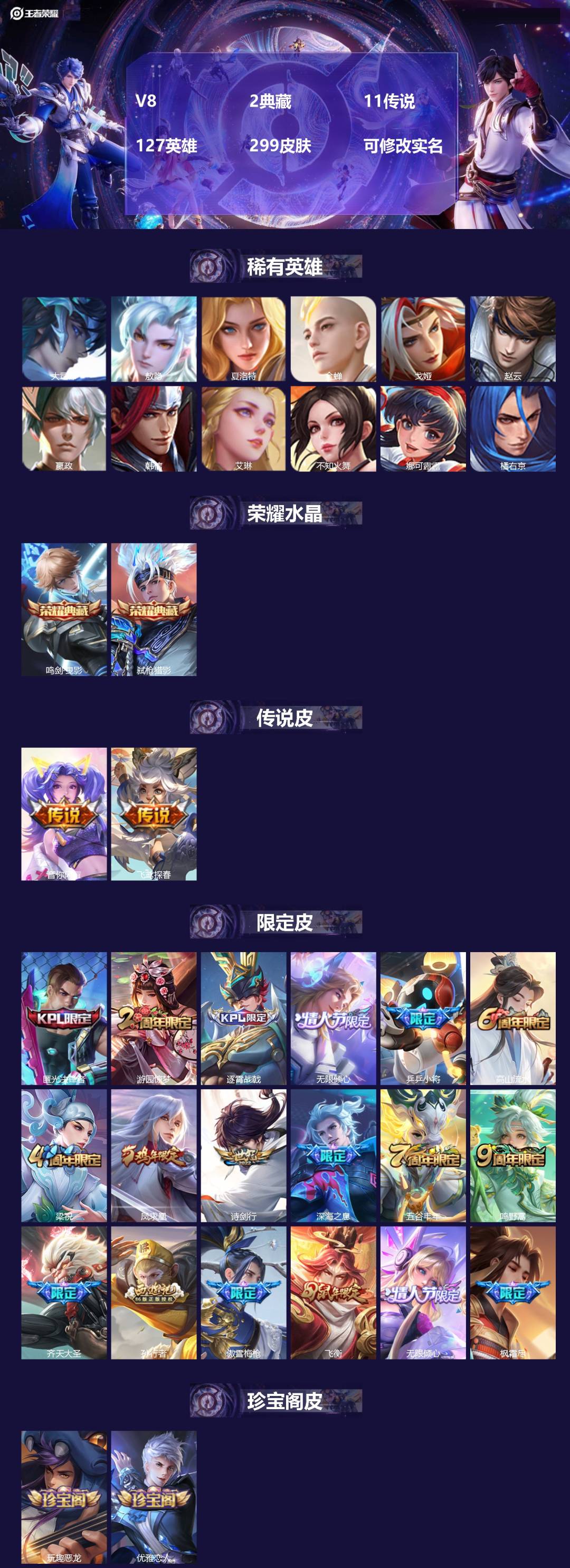 王者荣耀账号苹果VX[14320127]V8 2典藏 11传说 127英雄 299皮肤 可修改实名 
【英雄全皮】:橘右