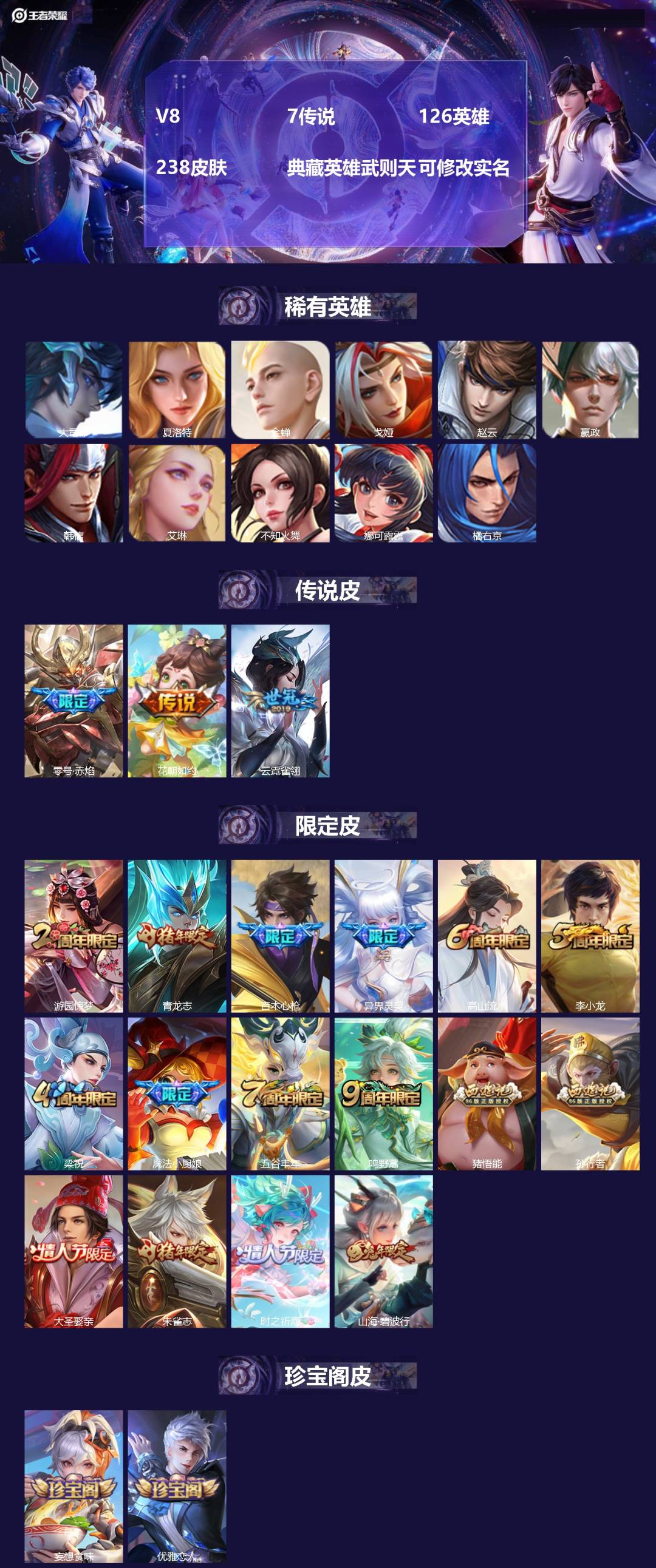 王者荣耀账号安卓QQ[14453794]V8 7传说 126英雄 238皮肤 典藏英雄武则天 可修改实名 
【英雄全皮】