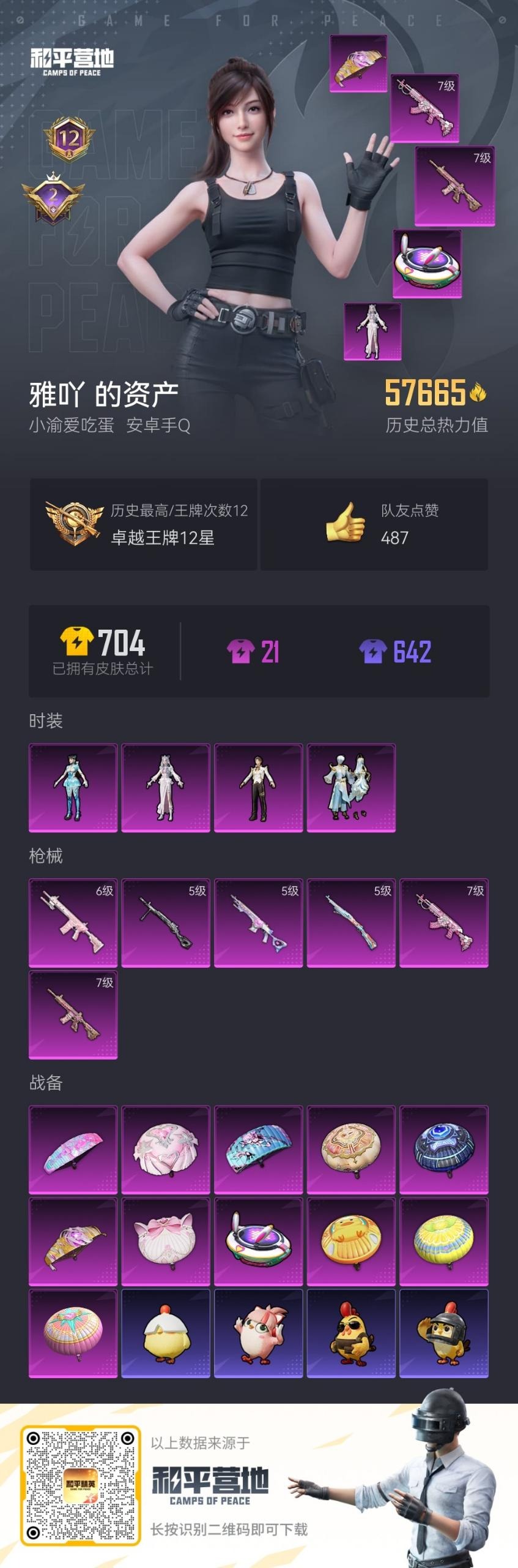 和平精英账号安卓QQ0载具-136套装-172枪皮-4粉装 6特效枪 12印记 可二次 可修改实名 连体王者荣耀
【热门