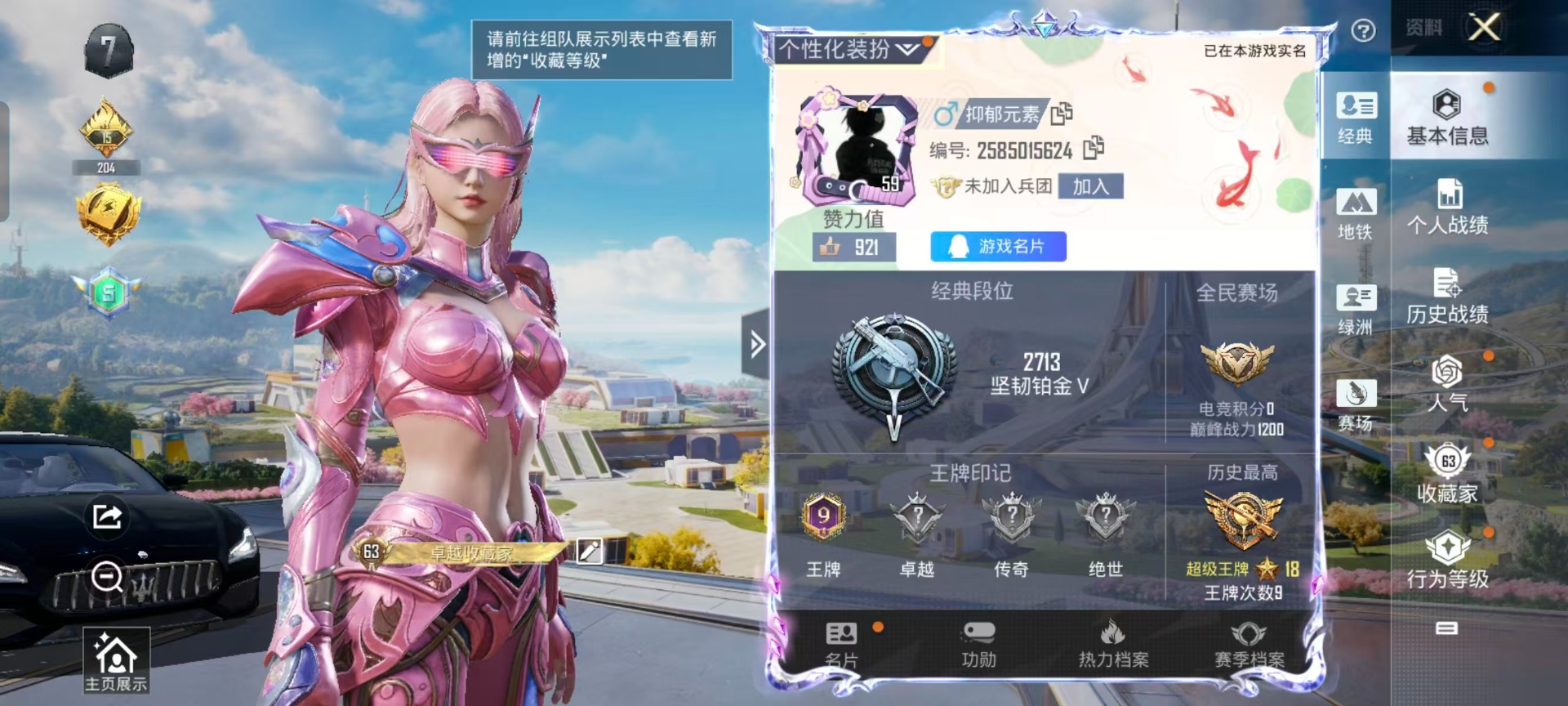 和平精英账号安卓QQ3载具-119套装-148枪皮-[]11粉装 6特效枪 3载具 9印记 可二次 可修改实名 
【热门