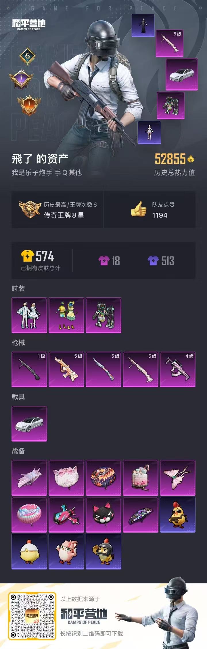 和平精英账号安卓QQ1载具-136套装-138枪皮-[]3粉装 5特效枪 1载具 6印记 可二次 可修改实名 
【热门装