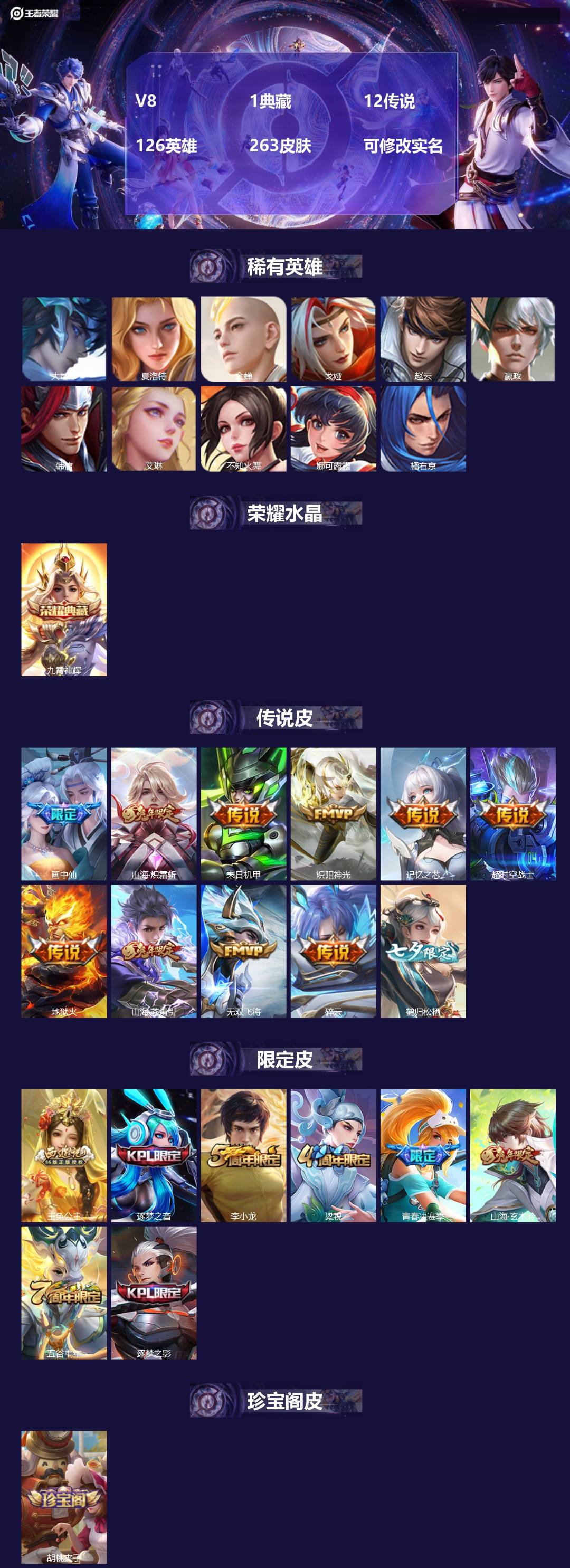 王者荣耀账号安卓QQV8 1典藏 12传说 126英雄 263皮肤 可修改实名 
【英雄全皮】:蒙恬全皮,孙权全皮,戈娅