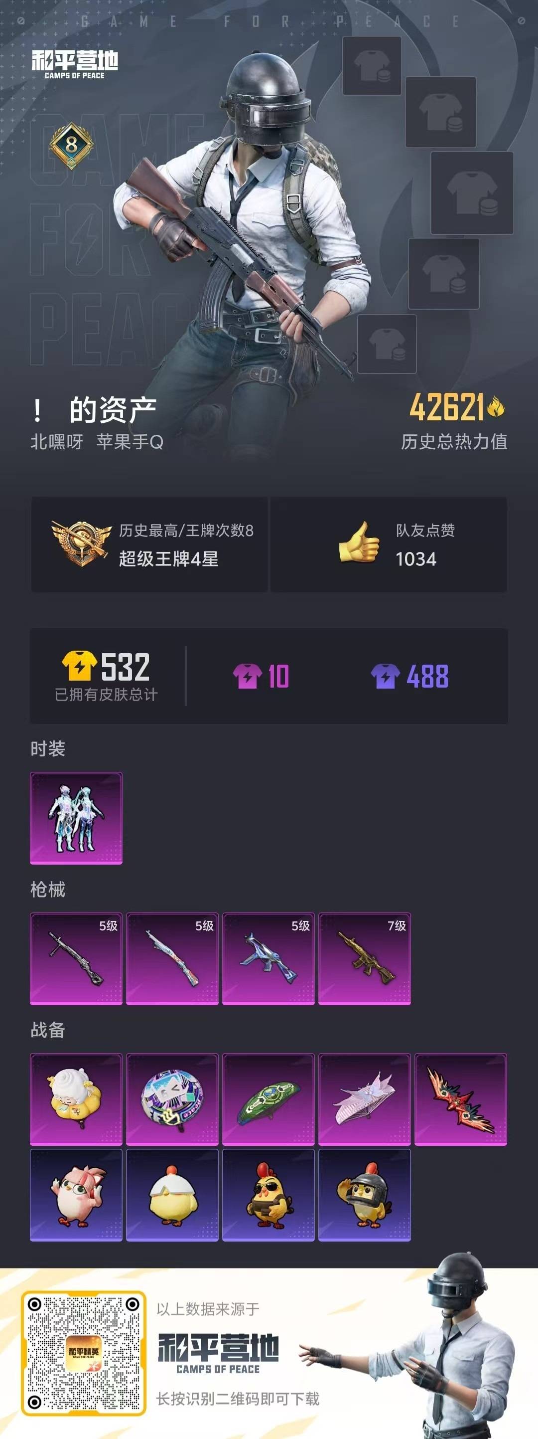 和平精英账号安卓QQ0载具-102套装-143枪皮-1粉装 4特效枪 0.0载具 8印记 可二次 
【热门装扮】幻彩电音