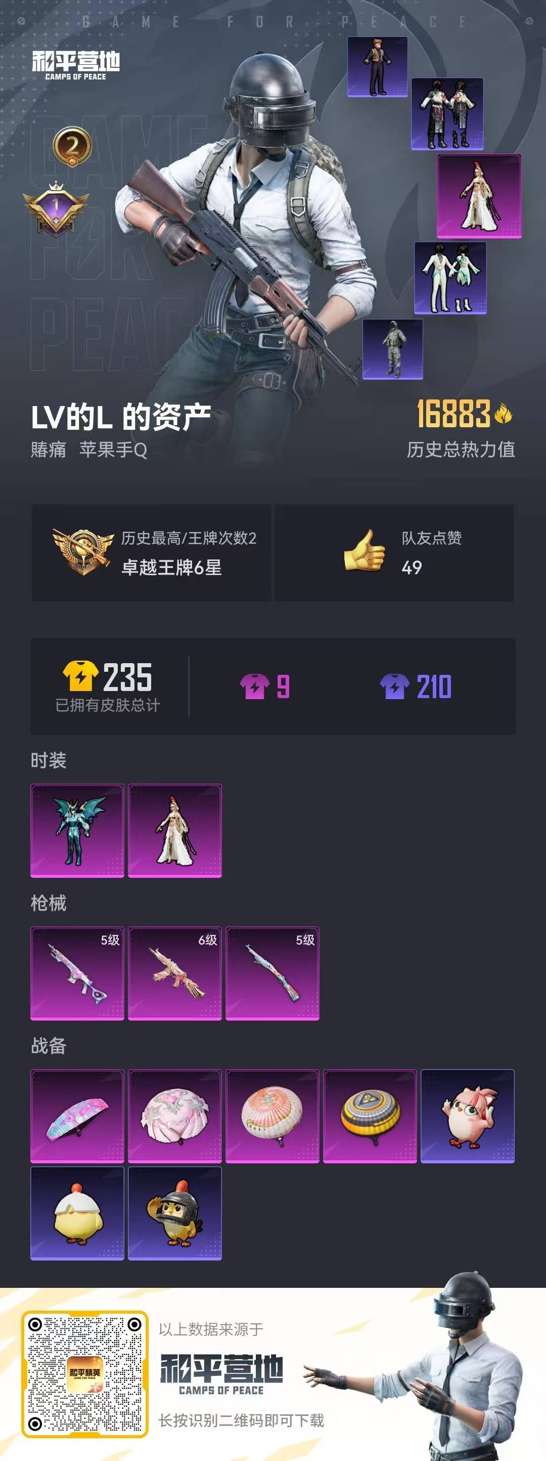 和平精英账号苹果QQ0载具-41套装-55枪皮-2粉装 3特效枪 2印记 可二次 可修改实名 
【热门装扮】:萨利娅,天