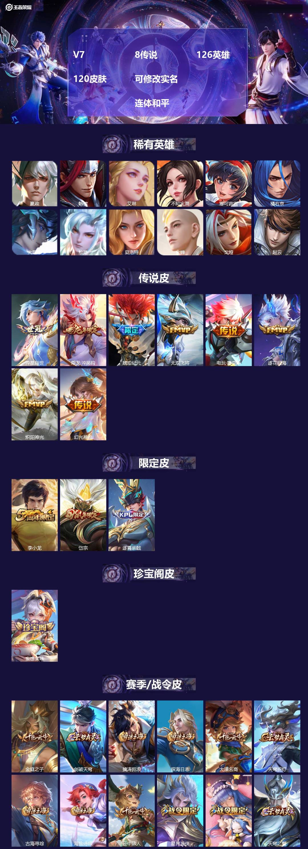 王者荣耀账号安卓QQ[14645888]V7 8传说 126英雄 120皮肤 可修改实名   连体和平
【英雄全皮】:敖