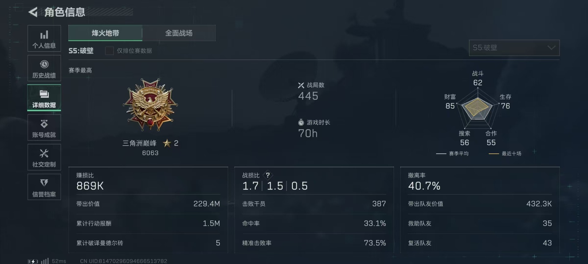 SJZCMW392590三角洲行动账号详情图4