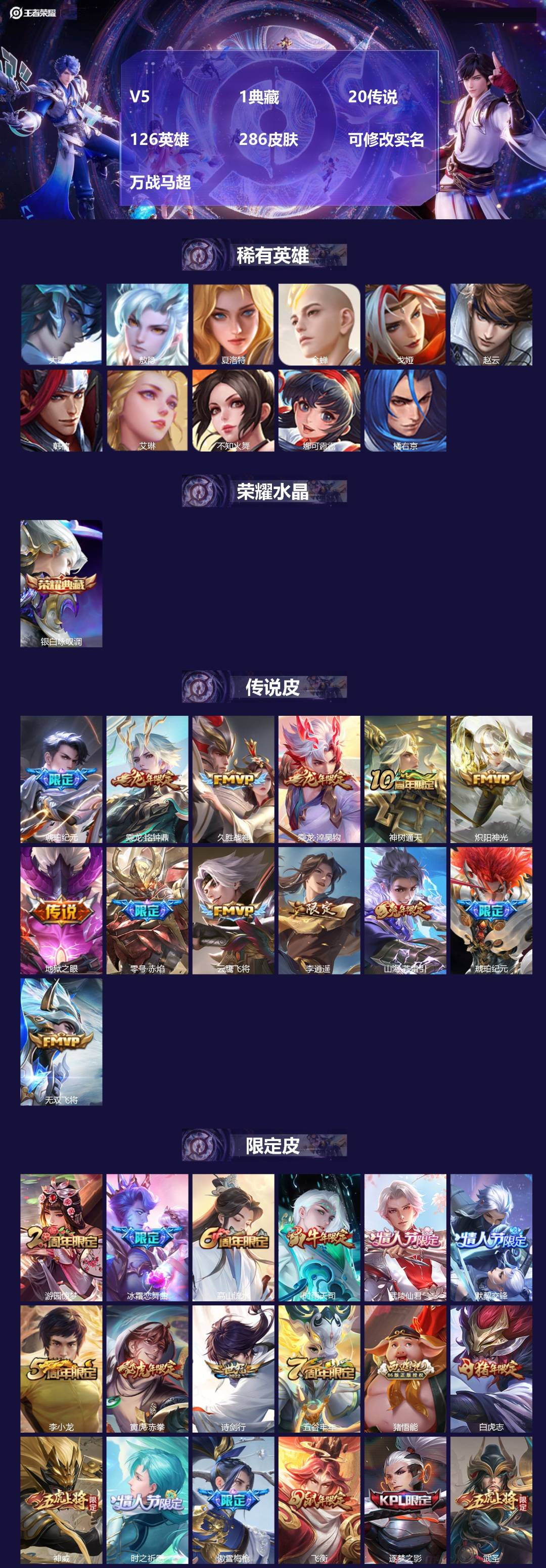 王者荣耀账号安卓QQV5 1典藏 20传说 126英雄 286皮肤 可修改实名 万战马超
【英雄全皮】蒙恬全皮,敖隐全皮