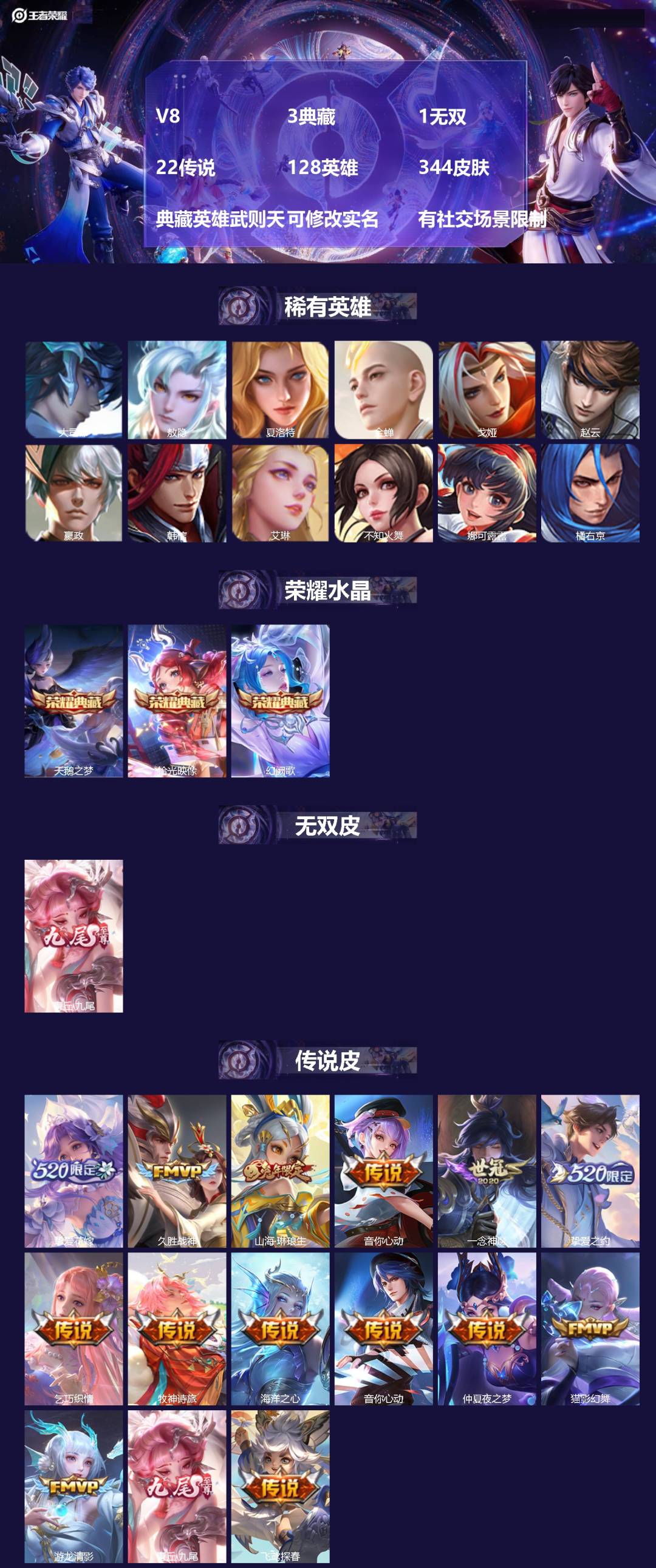 王者荣耀账号安卓VX[14712380]V8 3典藏 1无双 22传说 128英雄 344皮肤 典藏英雄武则天 可修改实