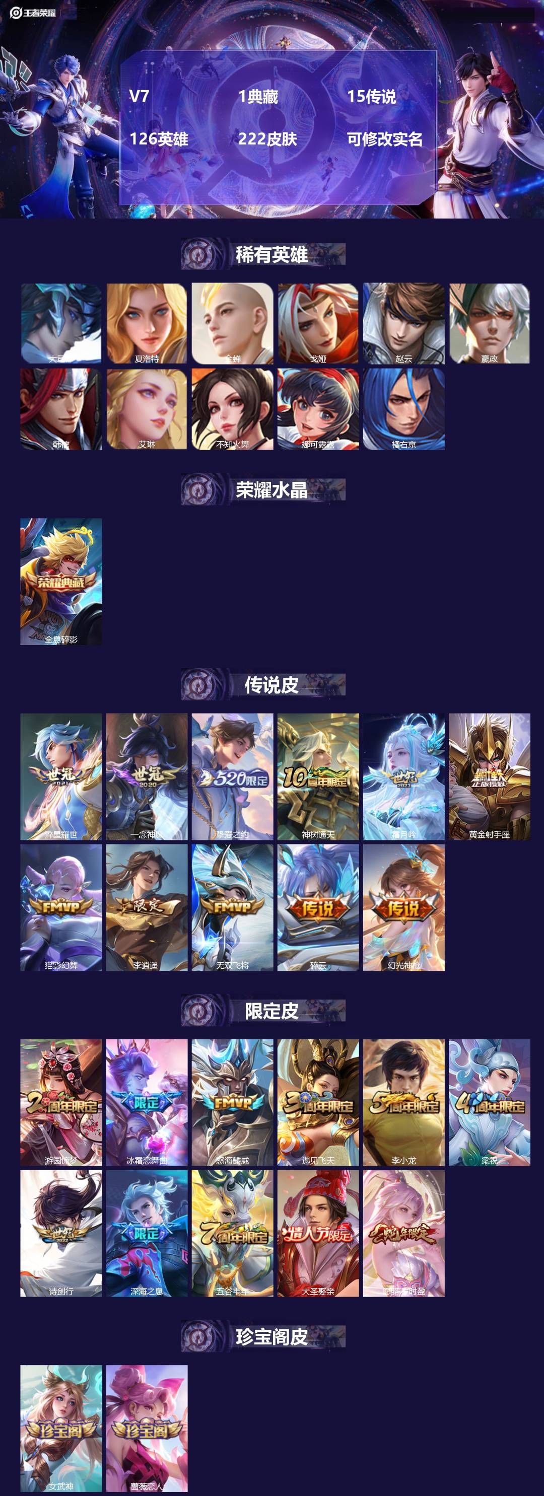 王者荣耀账号安卓QQ126英雄-222皮肤-[]V7 1典藏 15传说 126英雄 222皮肤 可修改实名 
【稀有英雄