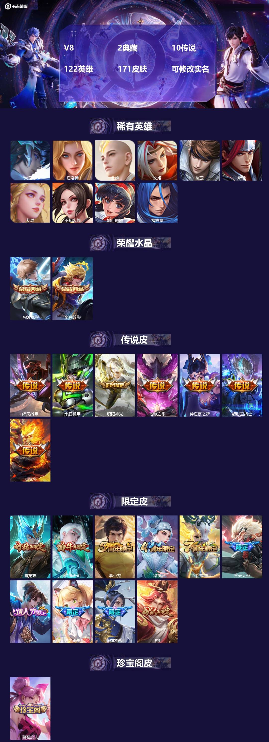 王者荣耀账号苹果QQ[14776961]V8 2典藏 10传说 122英雄 171皮肤 可修改实名 
【稀有英雄】:大司