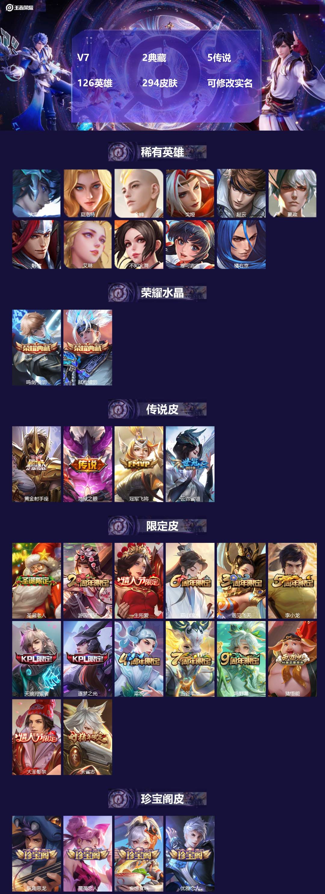 王者荣耀账号安卓QQ126英雄-294皮肤-V7 2典藏 5传说 126英雄 294皮肤 可修改实名 
【英雄全皮】:钟