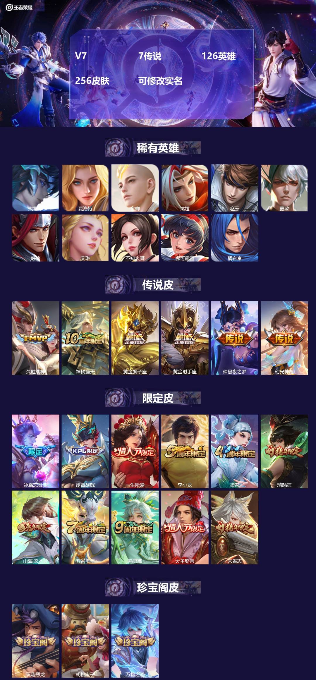 王者荣耀账号苹果QQ[14808115]V7 7传说 126英雄 256皮肤 可修改实名 
【英雄全皮】:孙权全皮,达摩