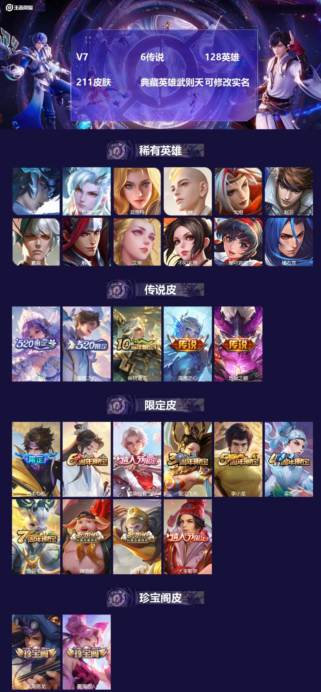 王者荣耀账号安卓QQ128英雄-211皮肤-[]V7 6传说 128英雄 211皮肤 典藏英雄武则天 可修改实名 
【英