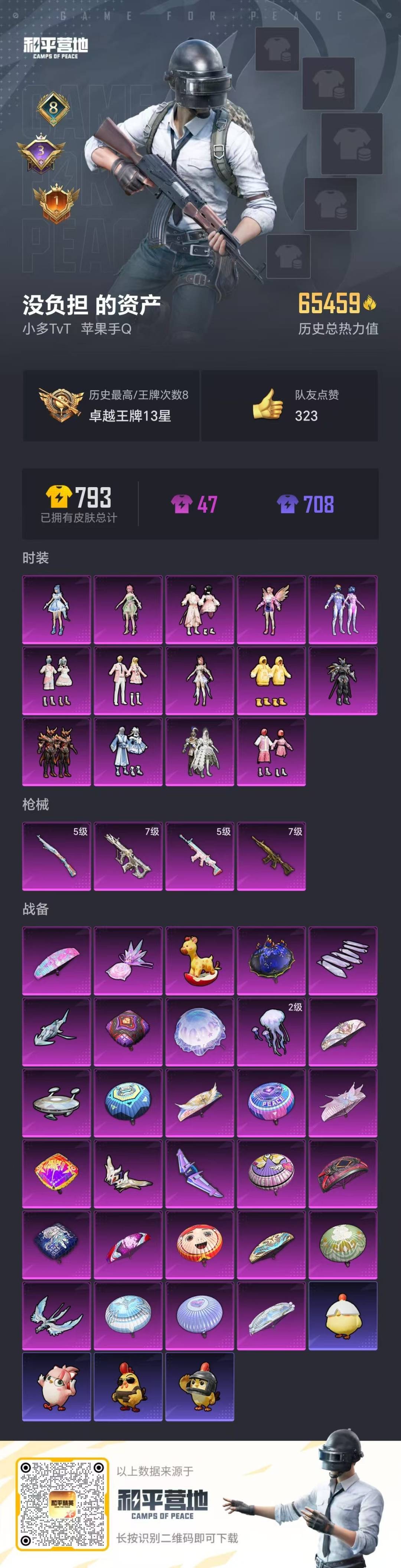 和平精英账号苹果QQ0载具-137套装-184枪皮-[]14粉装 4特效枪 8印记 可二次 可修改实名 
【热门装扮】: