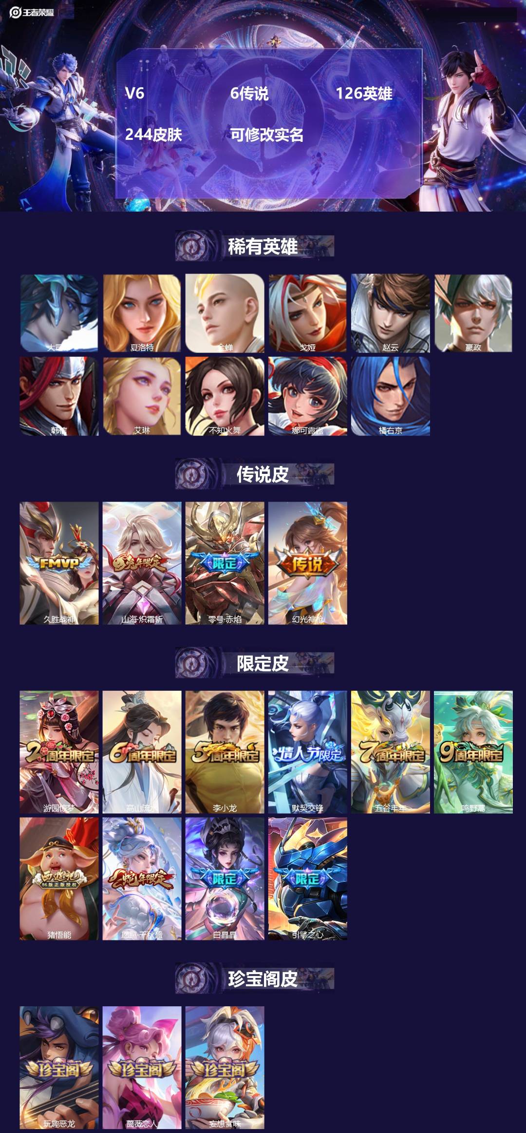王者荣耀账号安卓QQ126英雄-244皮肤-[]V6 6传说 126英雄 244皮肤 可修改实名 
【英雄全皮】:蚩奼全