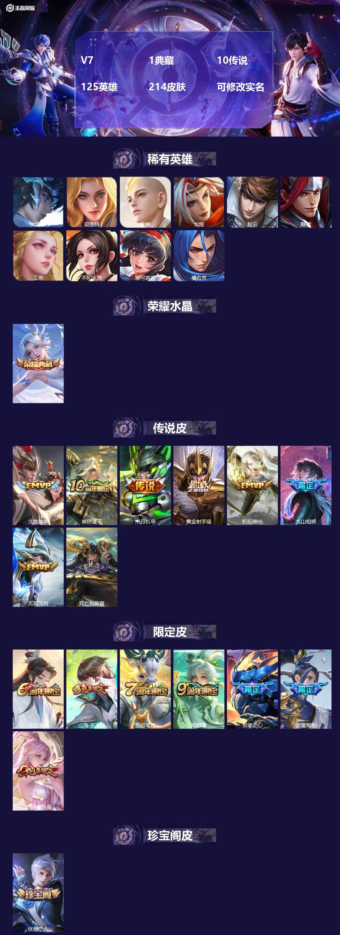 王者荣耀账号苹果QQ[14998972]V7 1典藏 10传说 125英雄 214皮肤 可修改实名 
【稀有英雄】大司命